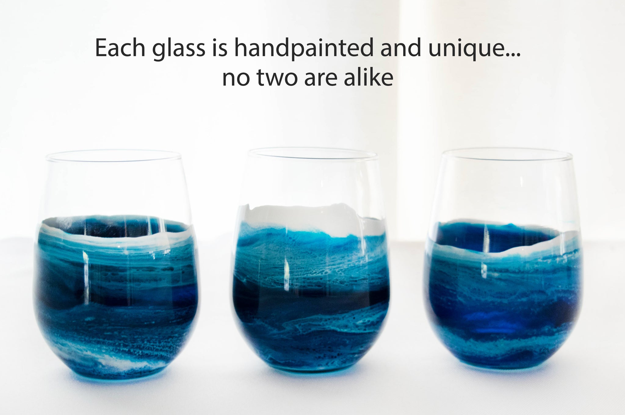 The Beach Glass Teal Tides Floating Wine Glass - the beach glass